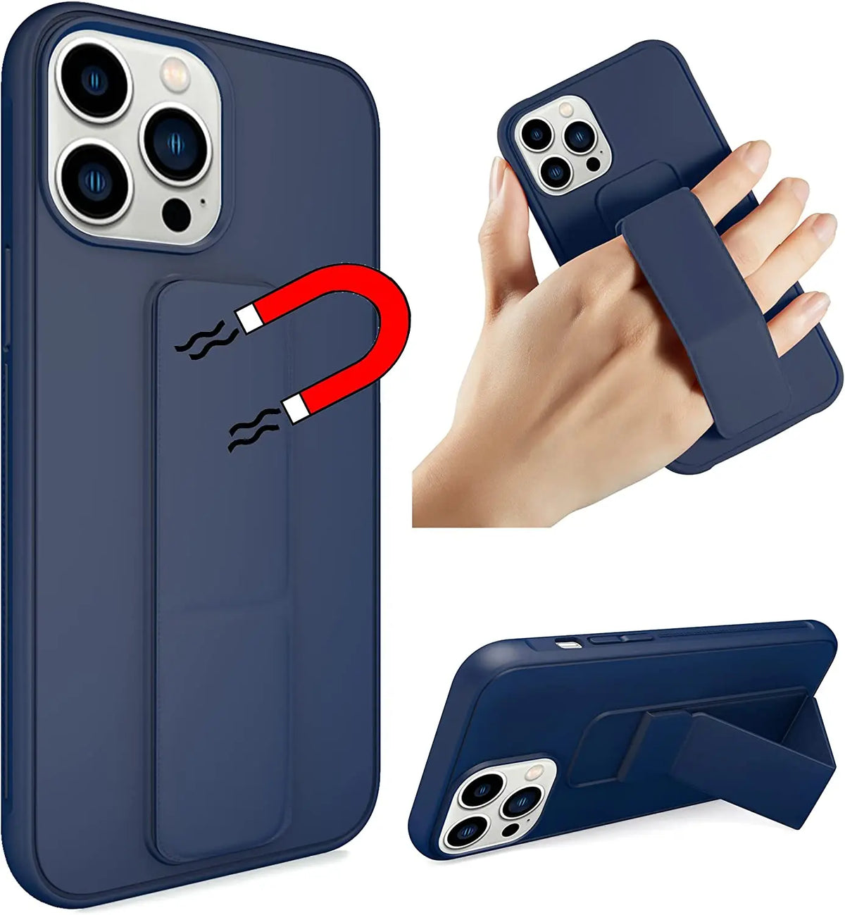Magnetic Stand Phone Case – Protective Cover with Wrist Strap for iPhone Series