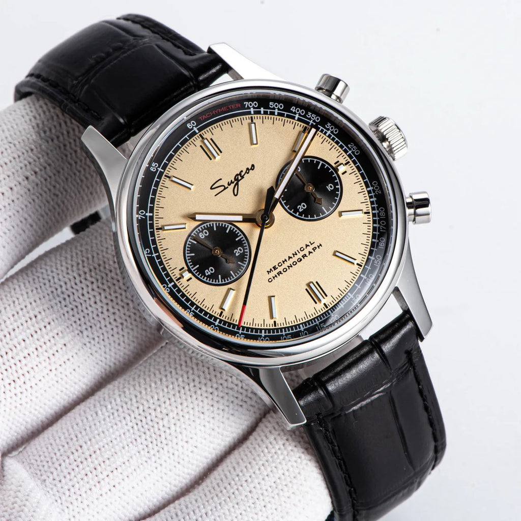 Sugess 1963 Mechanical Chronograph Watch – Sapphire Pilot Style for Men