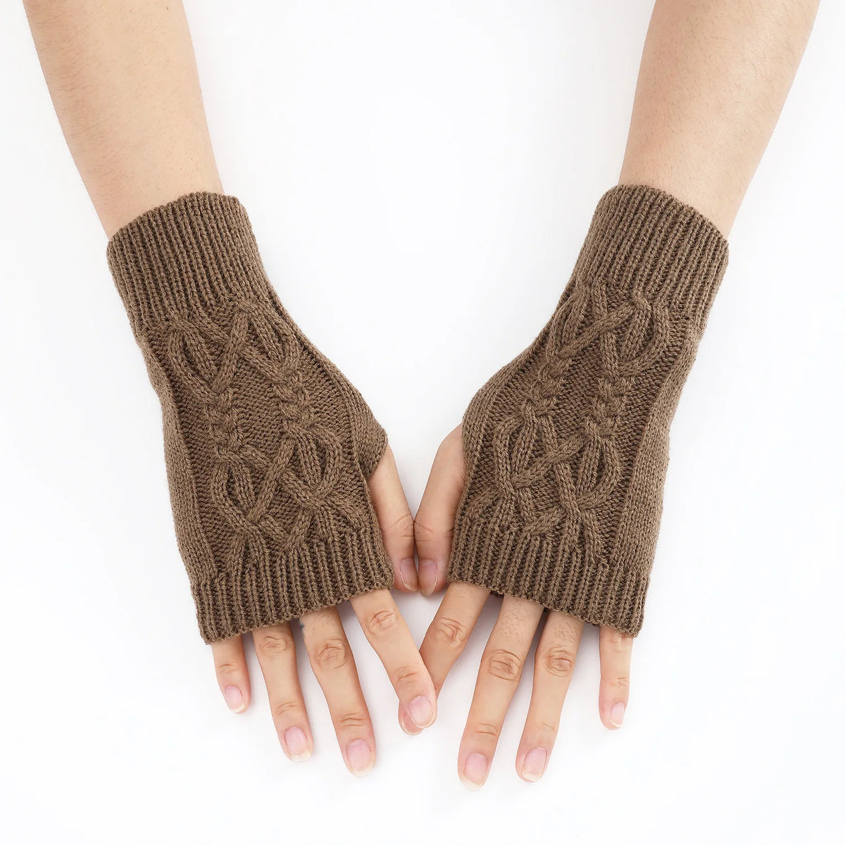 Soft Wool Half Finger Gloves – Warm Knit Arm Mittens for Winter Outdoor