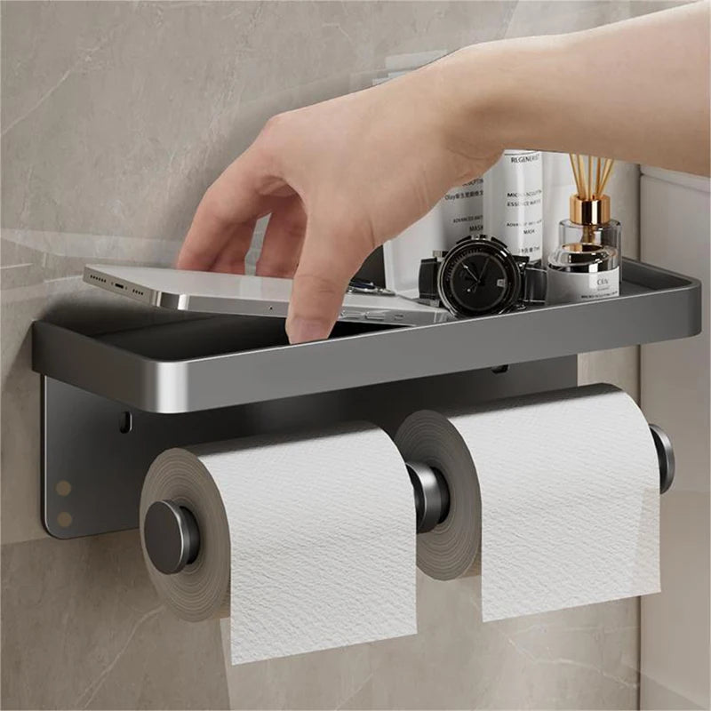 Wall-Mounted Aluminum Toilet Paper Holder – Modern Bathroom Tissue Rack