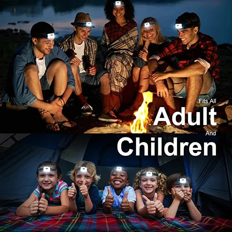 LED COB Headlamp – Waterproof Bright Flashlight for Outdoor Camping and Kids