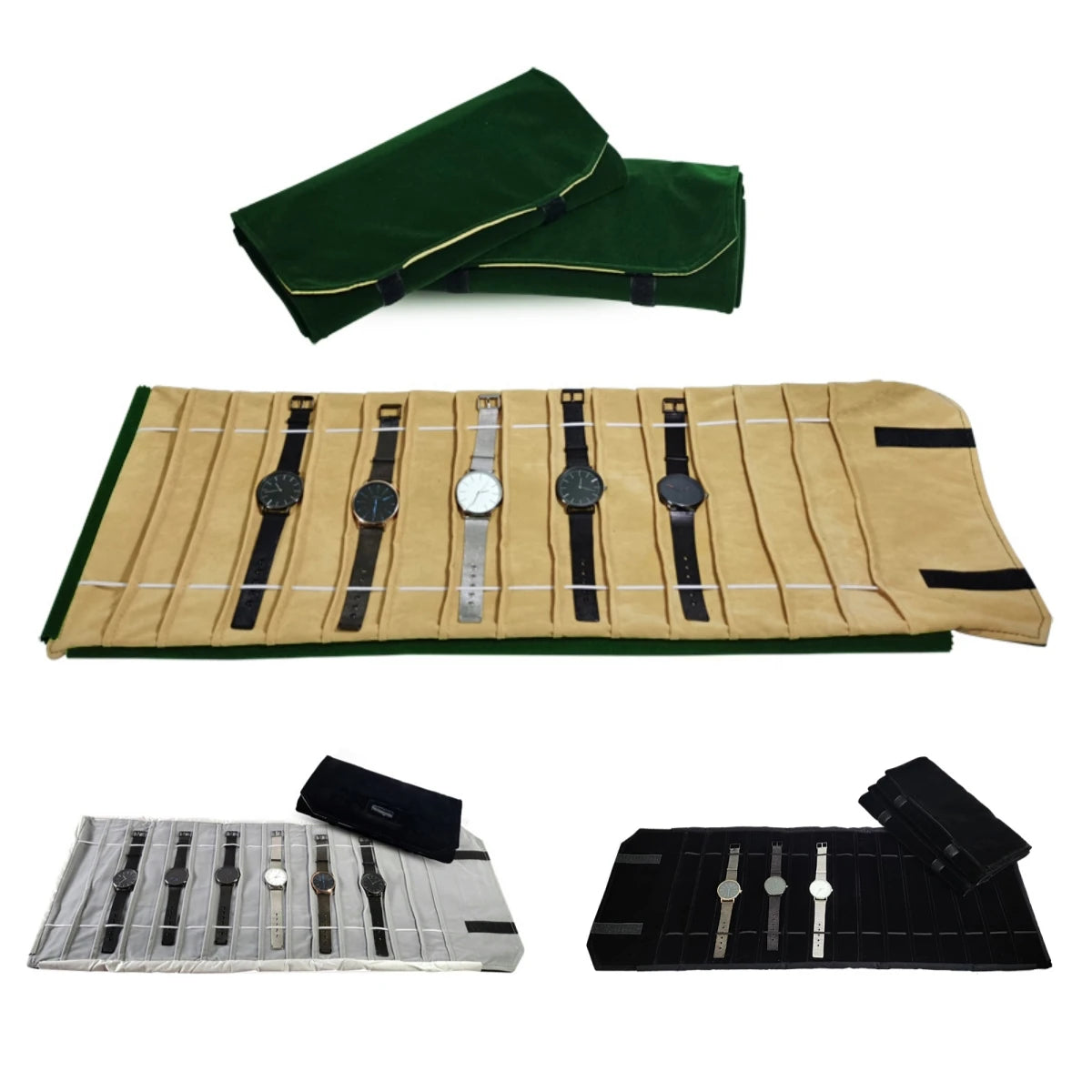 Velvet Watch Roll Bag – Portable Jewelry Organizer for Travel Storage