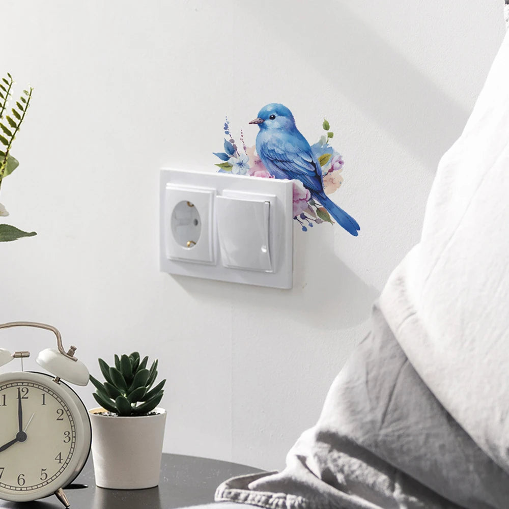 Cartoon Bird Plant Wall Decals – Decorative Vinyl Stickers for Home Decor