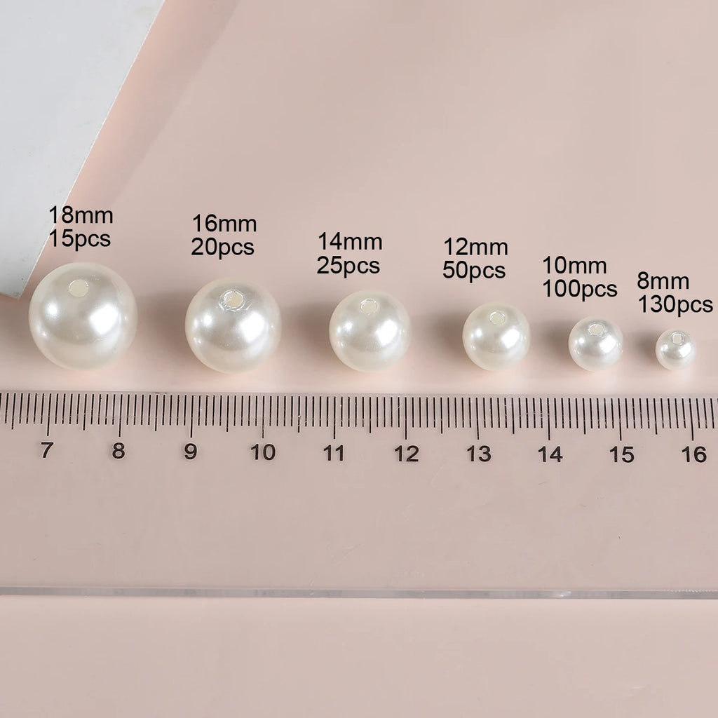 Beige ABS Imitation Pearl Beads – 3-20mm Round Spacer for Jewelry DIY Crafting