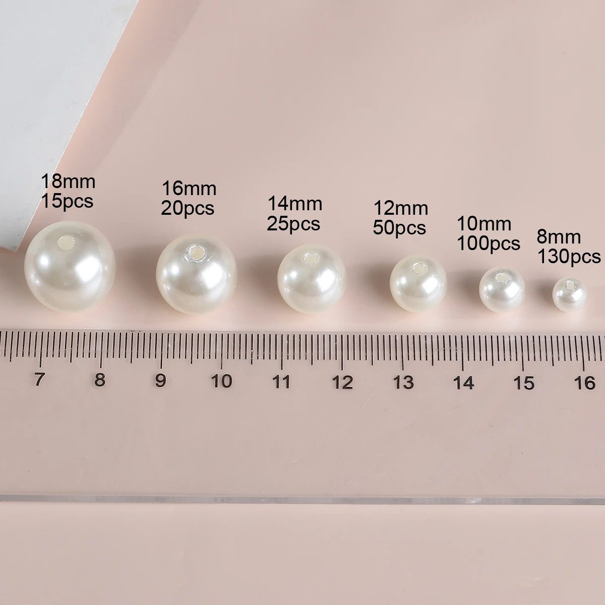 Beige ABS Imitation Pearl Beads – 3-20mm Round Spacer for Jewelry DIY Crafting
