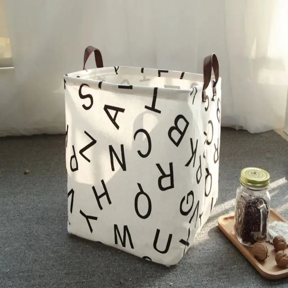 Foldable Cotton Linen Laundry Basket – Large Storage Bin for Home Organization