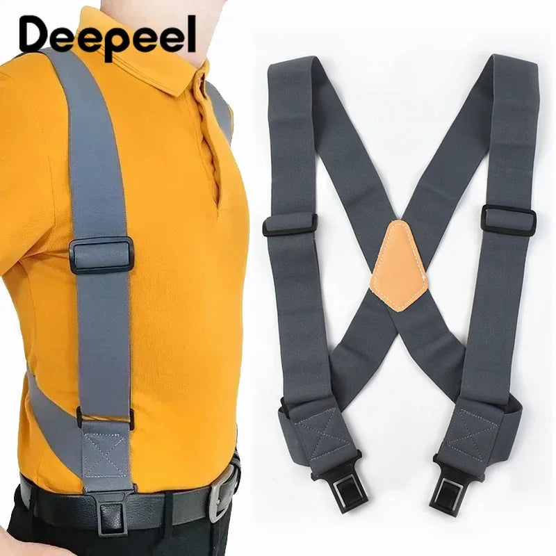 Elastic X-Type Suspenders – Adjustable Wide Braces for Men's Work and Formal