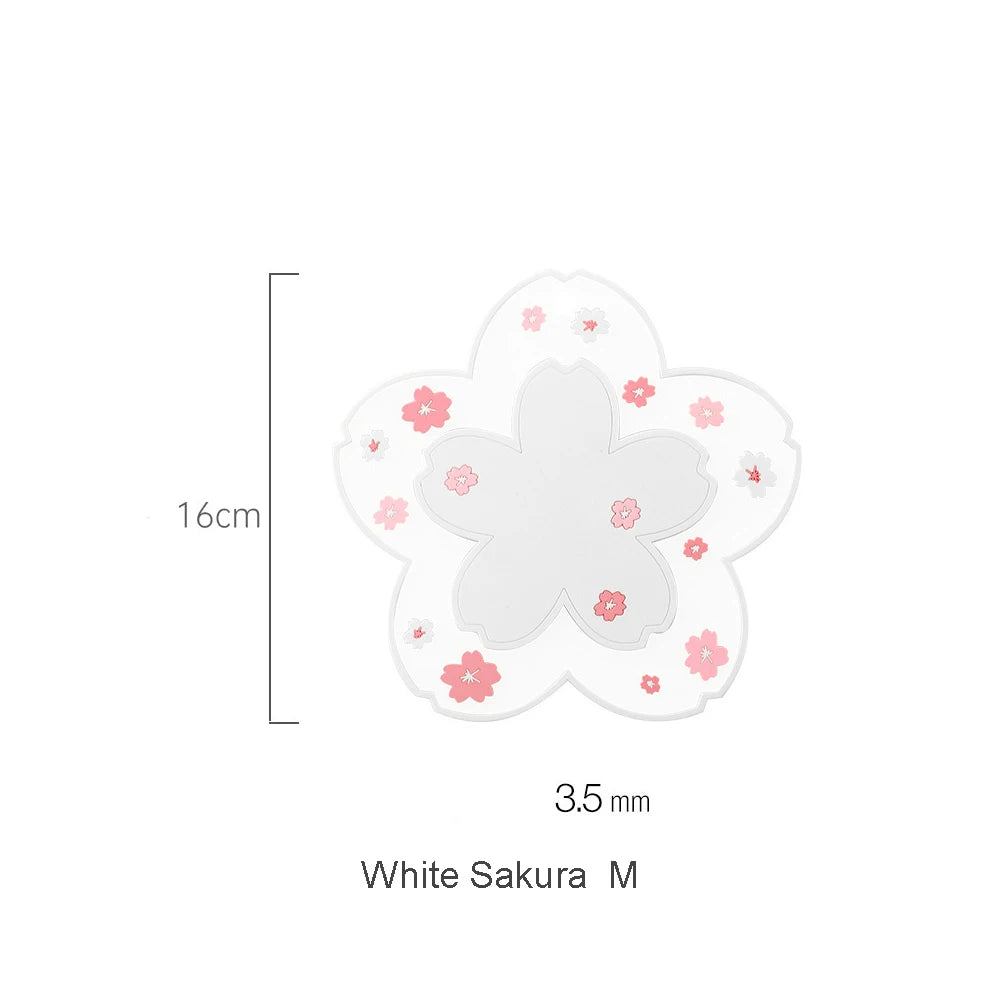 Sakura Cherry Blossom Coaster – Silicone Heat Insulation Mat for Tea Mugs