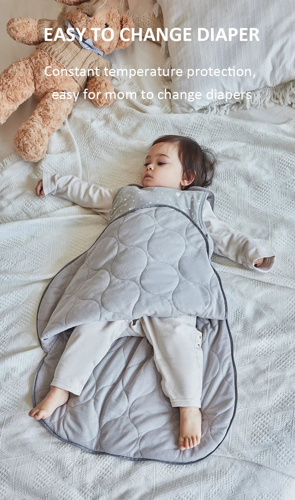 Cotton Baby Sleep Sack – 2.5 Tog Anti-Kick Sleeping Bag for 0-24 Months
