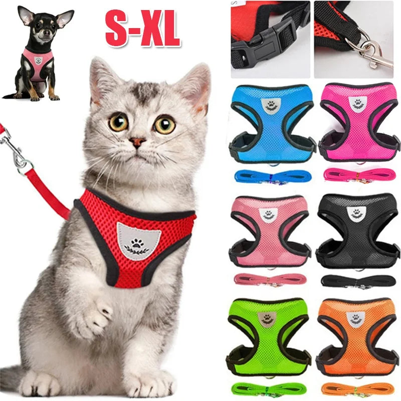 Adjustable Mesh Cat and Dog Harness – Reflective Breathable Vest for Walking