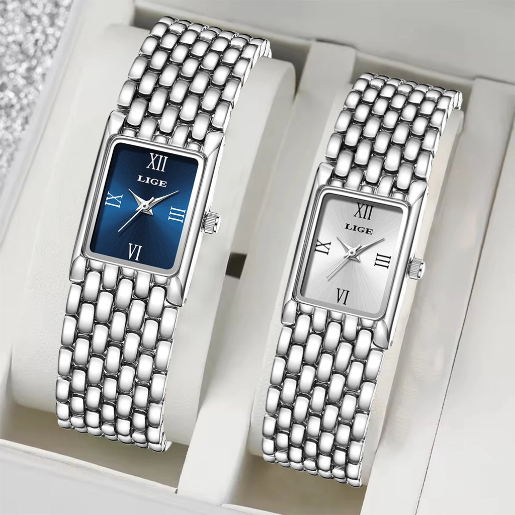 Square Stainless Steel Quartz Watch – Elegant Waterproof Accessory for Women