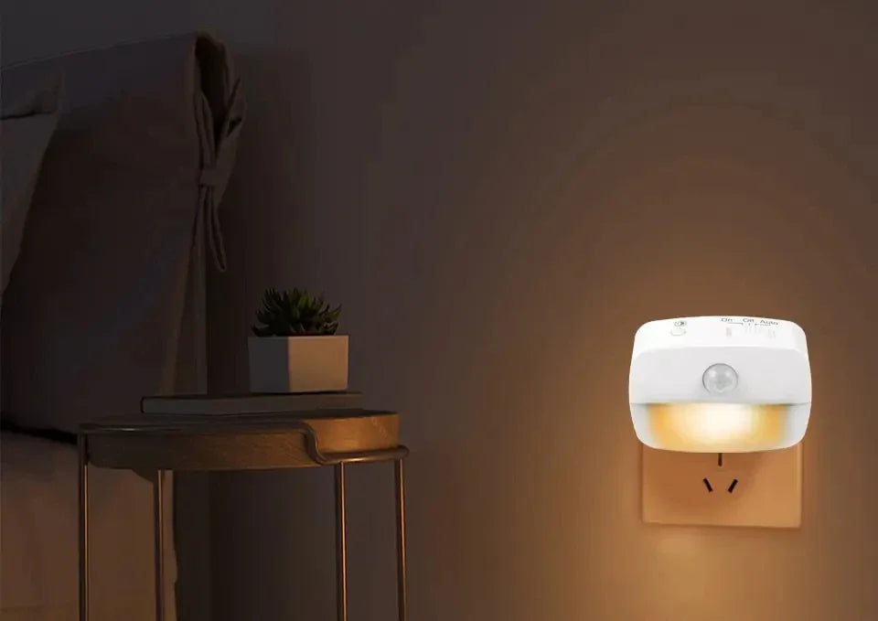 Motion Sensor LED Night Light – Dimmable Plug-in Lamp for Bedroom and Hallway