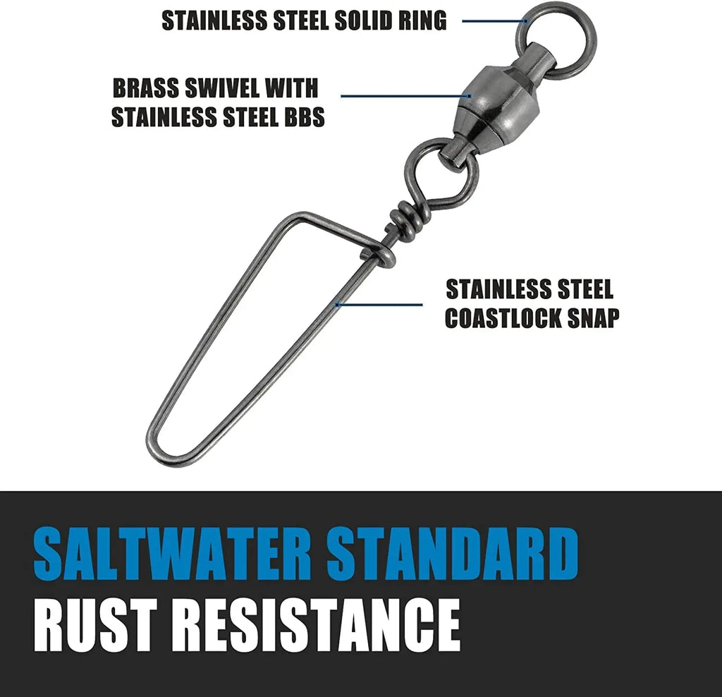 Ball Bearing Fishing Swivels – Stainless Steel Coastlock for Saltwater Angling