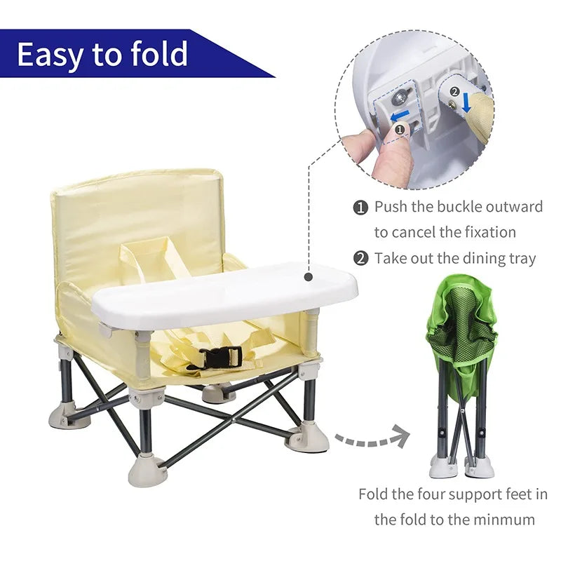 Portable Baby Booster Seat – Folding Dining Chair for Travel and Outdoor Use