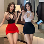 Mesh Secretary Uniform Dress – See Through Office Lady Costume for Lingerie