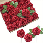 Artificial Rose Flowers – Stemmed Fake Roses for Wedding Bouquets and Decor