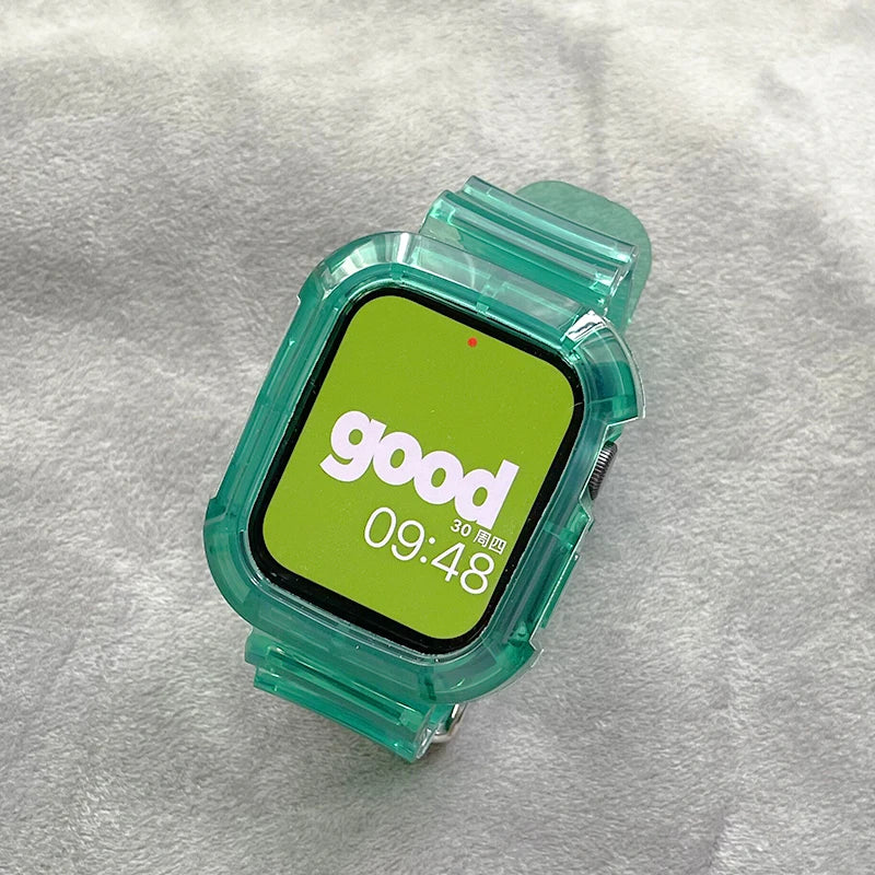 Transparent Silicone Band and Case – Protective Apple Watch Accessory