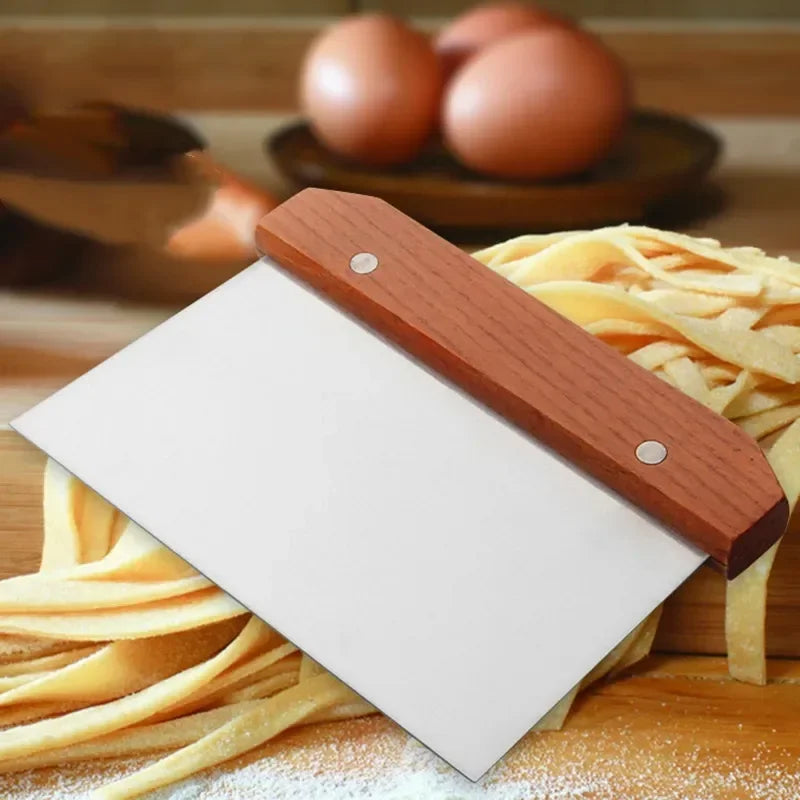 Stainless Steel Dough Scraper – Noodle Cutter with Scale for Baking
