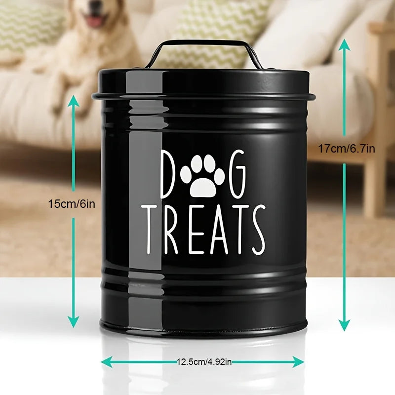 Metal Pet Treat Container – Airtight Food Storage Jar for Dogs and Cats