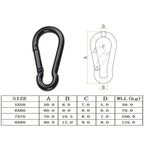 Iron Carabiner Snap Hooks – Heavy Duty Black Hardware for Outdoor Camping