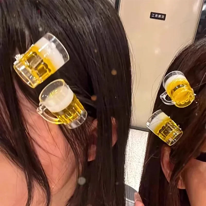 Beer Shaped Hair Clips – Creative Novelty Barrettes for Party Hairstyling