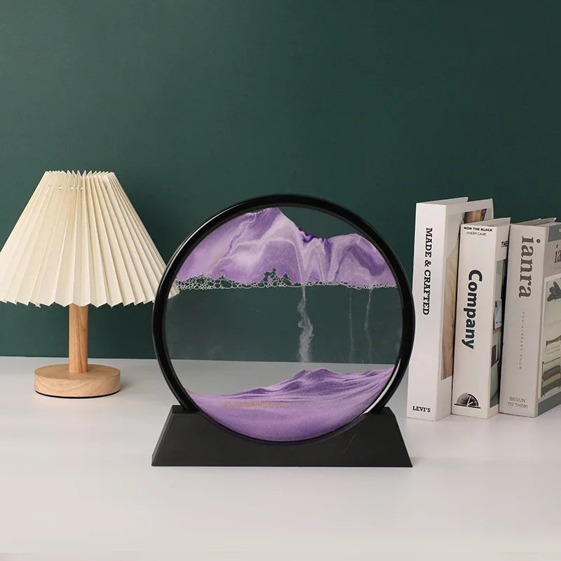 3D Moving Sand Art Frame – Dynamic Liquid Hourglass for Office Home Decor
