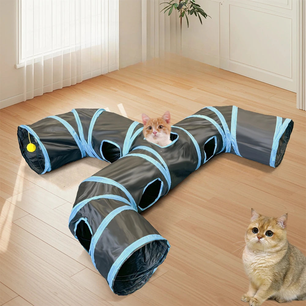 Foldable Pet Play Tunnel – Interactive Drill Barrel for Cat Training