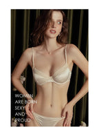 French Satin Lace Lingerie Set – Ultra-thin Bra and Briefs for Women