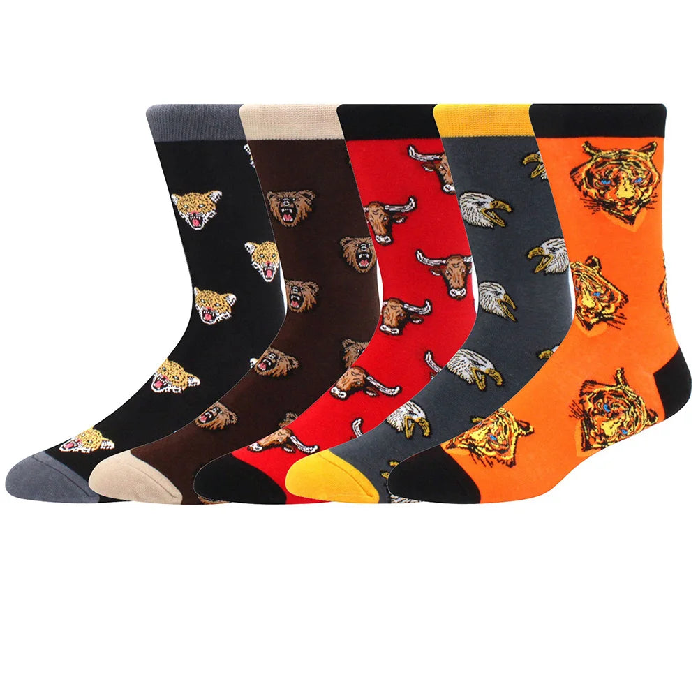 Combed Cotton Crew Socks – Novelty Patterned Casual Apparel for Men and Women