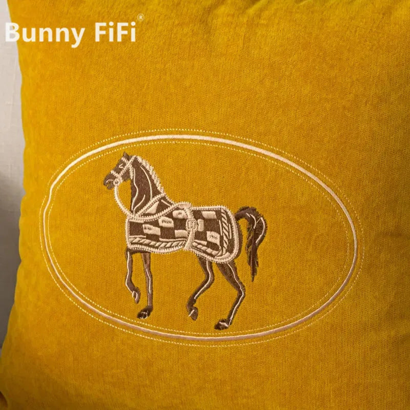 Embroidered Horse Cushion Cover – 45cm Decorative Pillow Case for Home Sofa