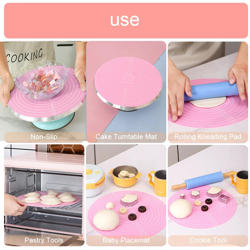 Silicone Cake Turntable Mat – Non-stick Heat Resistant Tool for Baking