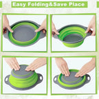 Collapsible Silicone Colander – Foldable Strainer for Kitchen Food Washing