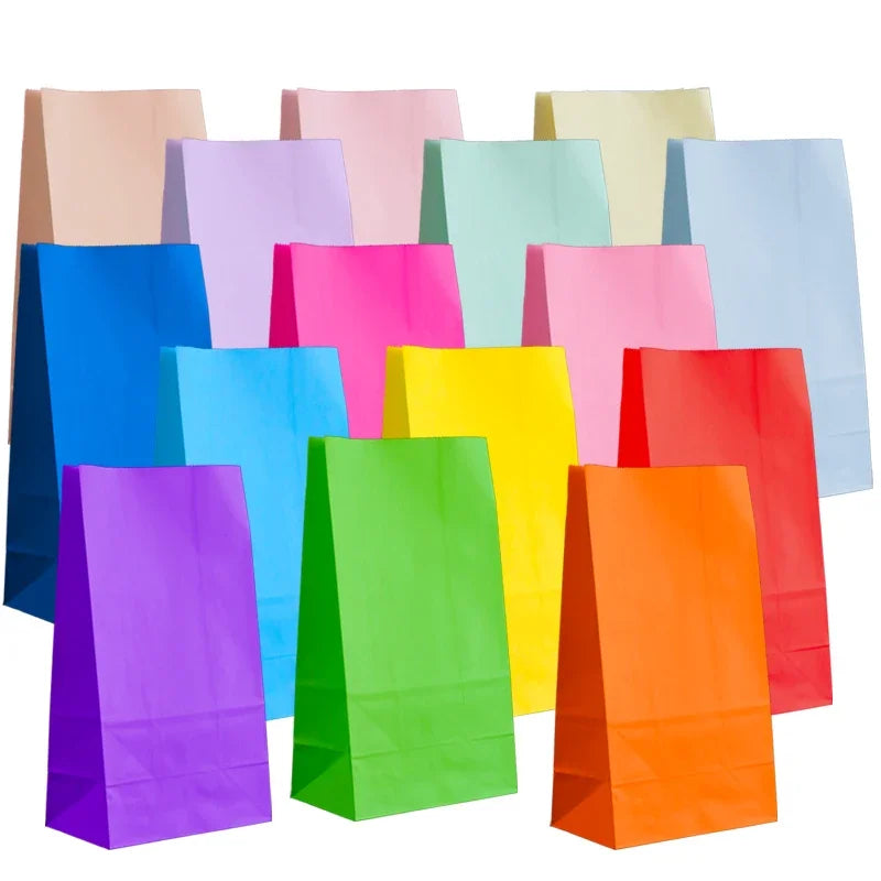 Paper Gift Bags – Small Colored Treat Sacks for Birthday Party Favors