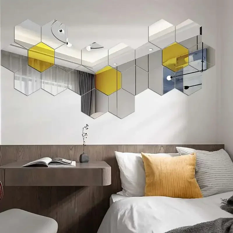 Hexagon Acrylic 3D Mirror Wall Stickers – Self-Adhesive Decor for Home