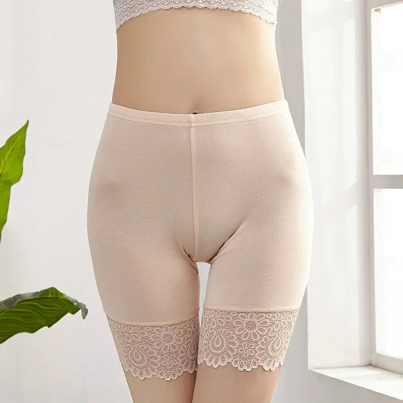 Modal Lace Safety Shorts – Plus Size Anti-Chafing Underwear for Women