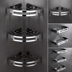 Stainless Steel Corner Shower Shelf – Wall Mounted Organizer for Bathroom Storage