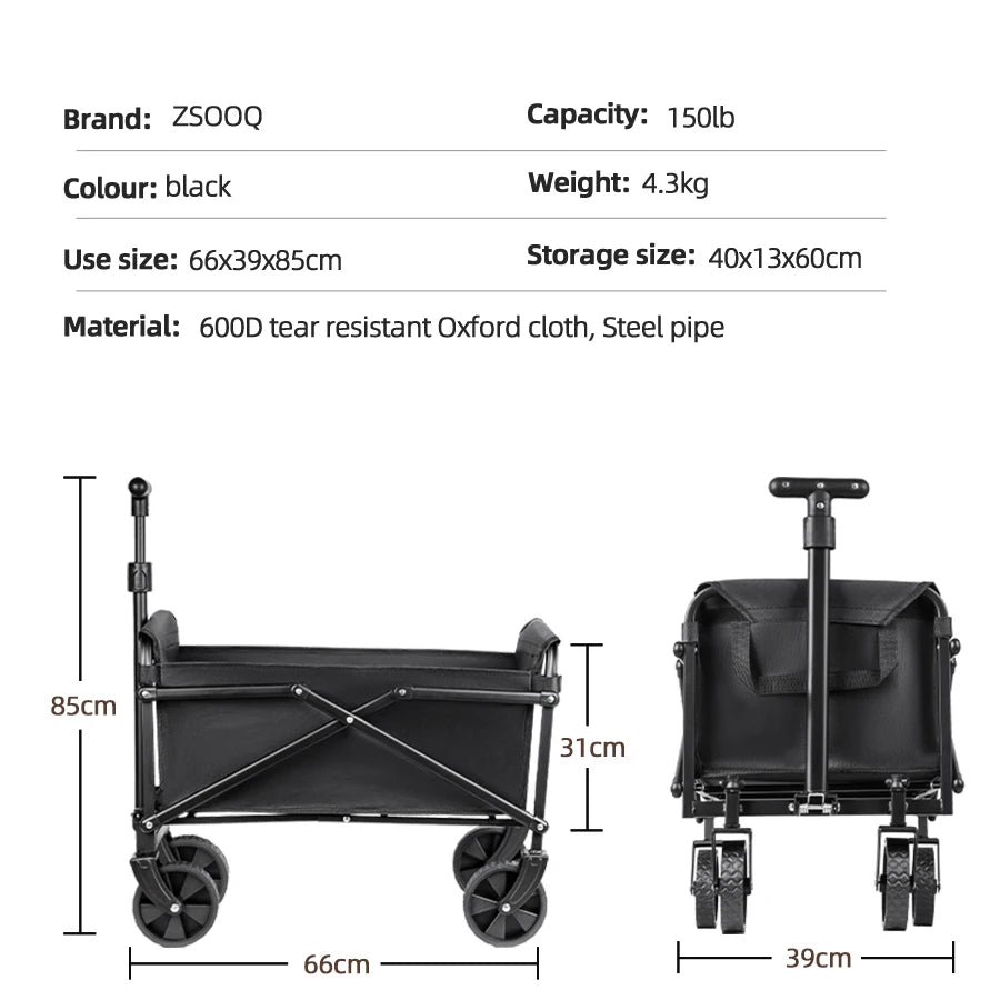 Collapsible Utility Cart – Heavy Duty Foldable Wagon for Camping and Beach