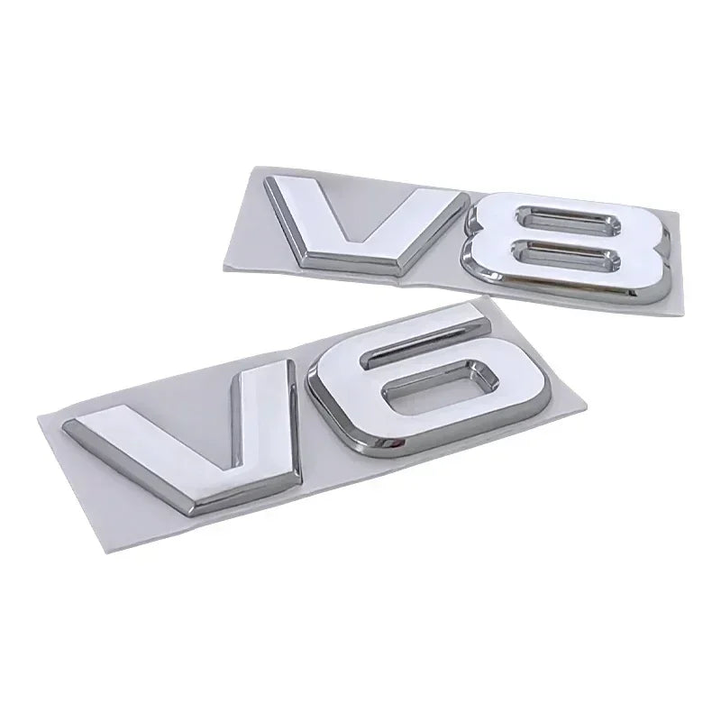 Metal V6 V8 Logo Emblem – Automotive Tailgate Fender Badge for Toyota