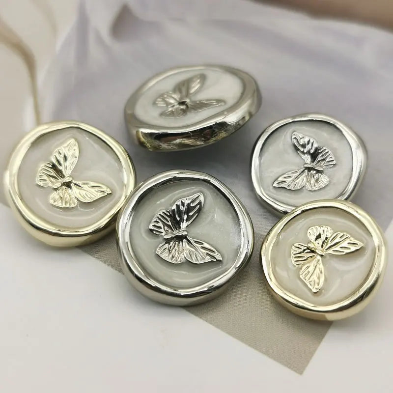 Metal Butterfly Buttons – 18mm and 23mm Enamel Sewing Fasteners for Jackets