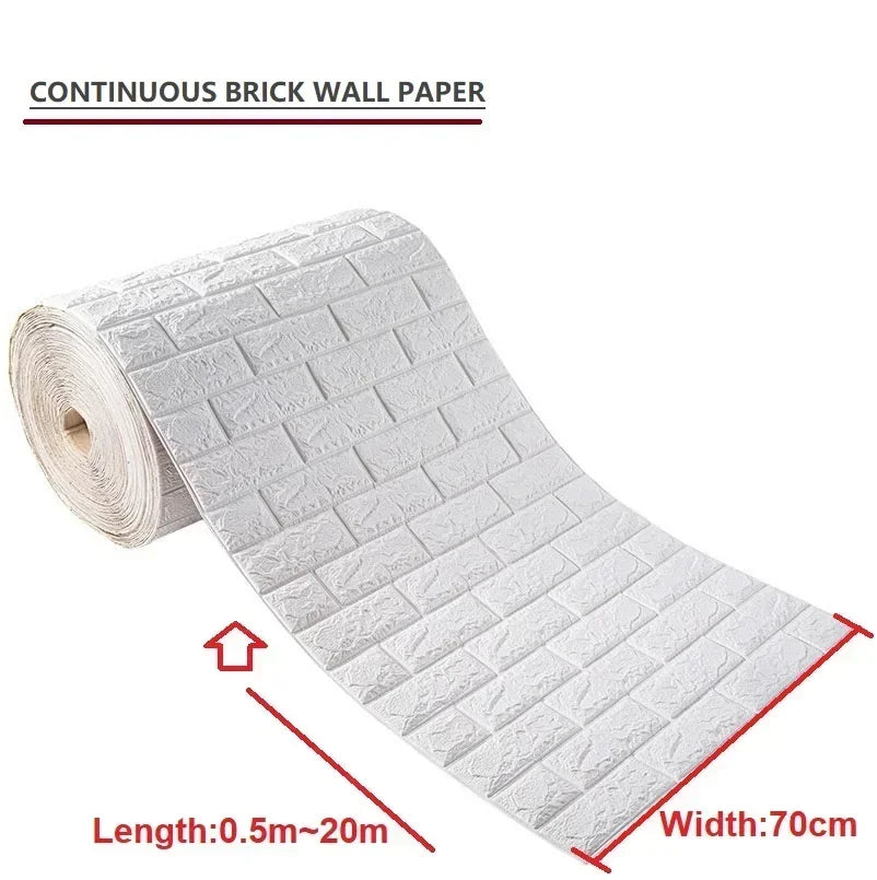Self-Adhesive 3D Foam Brick Wallpaper – Waterproof Wall Decor for Home Living