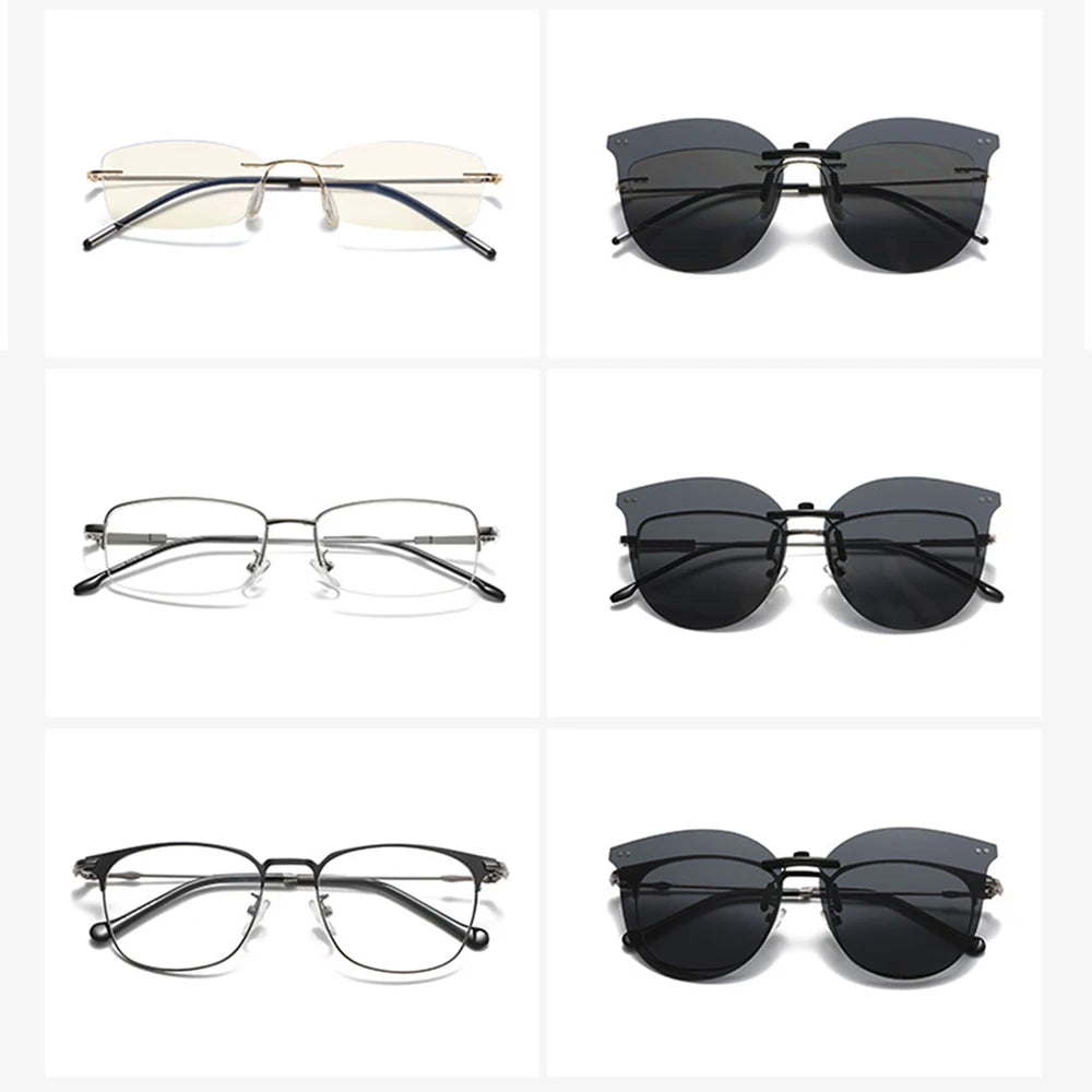 Polarized Flip-Up Square Sunglasses – Aluminum Clip-On for Myopia Glasses