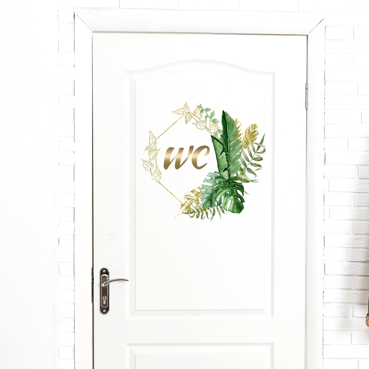 Vinyl Green Plant Wall Sticker – Waterproof Bathroom Toilet Decal Sign