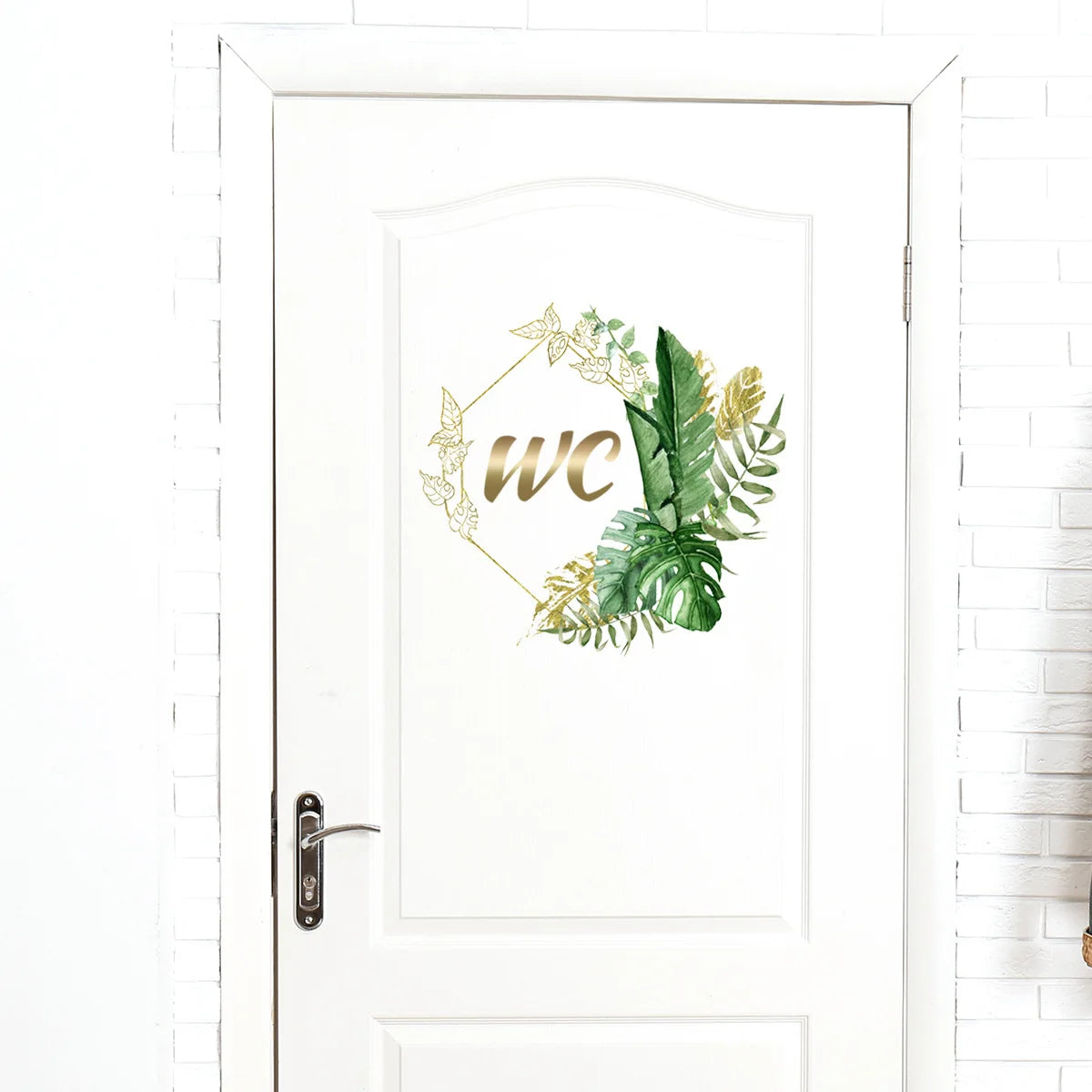 Vinyl Green Plant Wall Sticker – Waterproof Bathroom Toilet Decal Sign