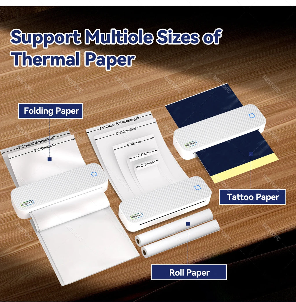 Portable A4 Thermal Printer – Bluetooth Photo and Document Maker for Office