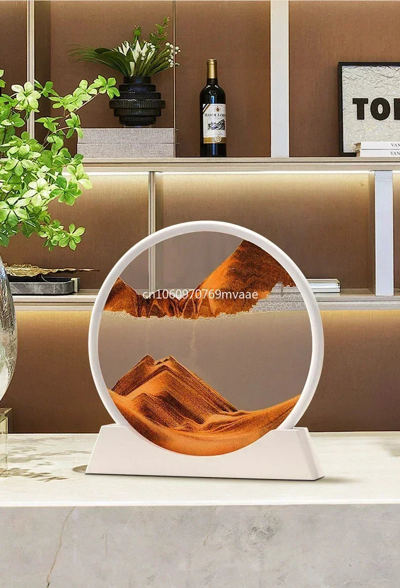 3D Moving Sand Art Frame – Dynamic Liquid Hourglass for Office Home Decor
