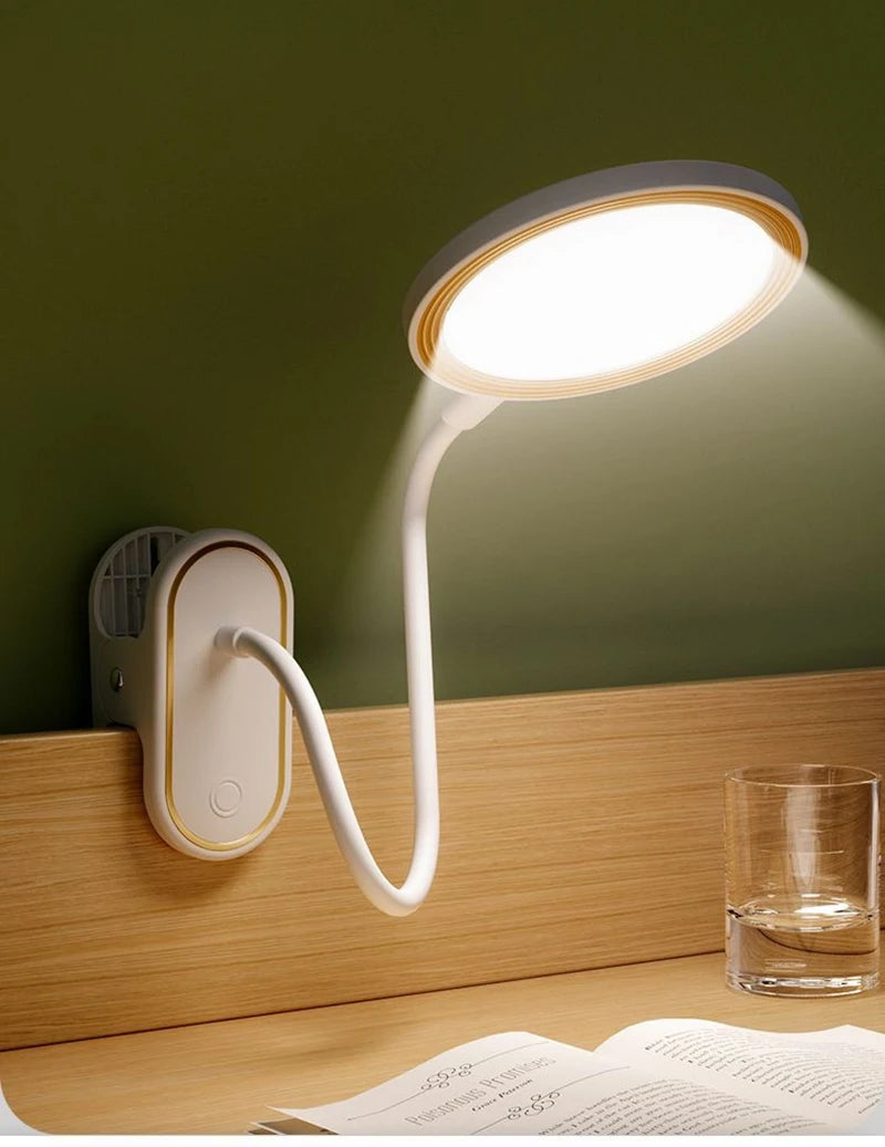 Rechargeable Clip-On LED Desk Lamp – Eye-Protection Light for Bedside Reading