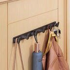 Black Metal Wall Coat Rack – 5 Hook Organizer for Hat Towel and Bag Storage