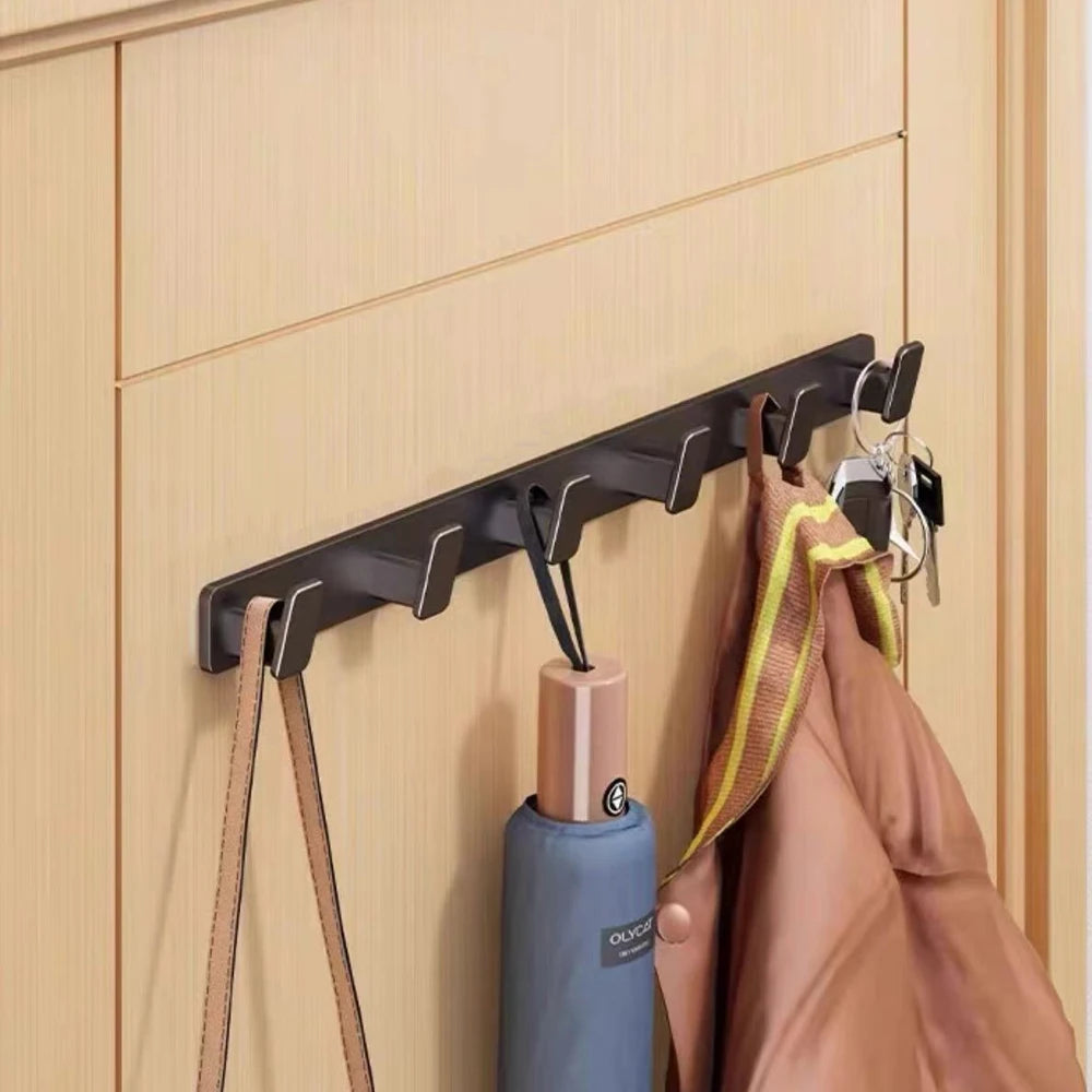 Black Metal Wall Coat Rack – 5 Hook Organizer for Hat Towel and Bag Storage