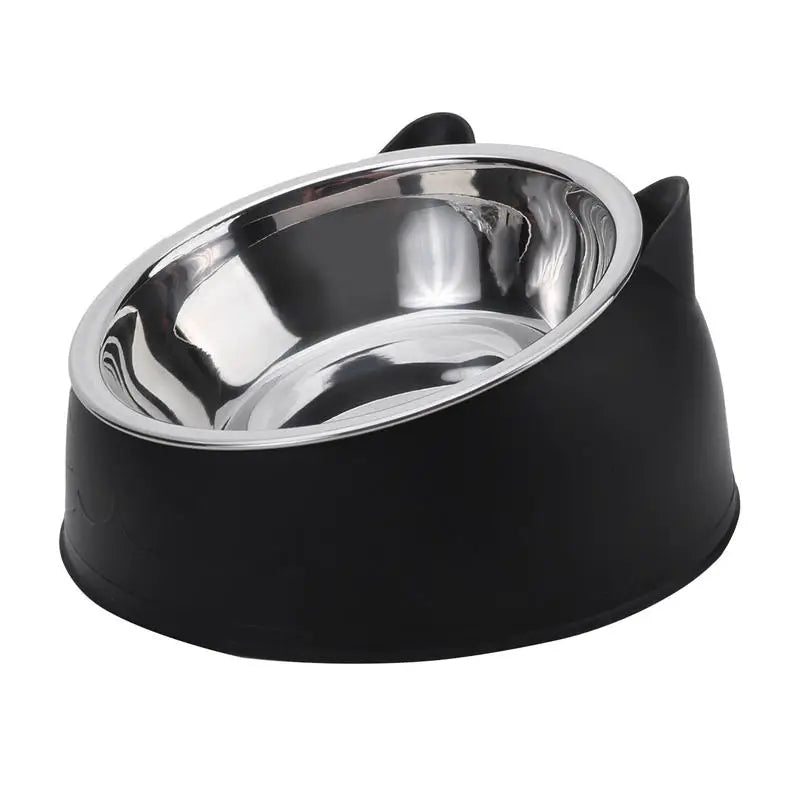 Stainless Steel Inclined Cat Bowl – Ergonomic Pet Food Feeder for Cats and Dogs