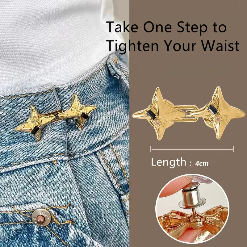 Adjustable Star Waist Buckle – Metal Jean Tightening Tool for Fashion